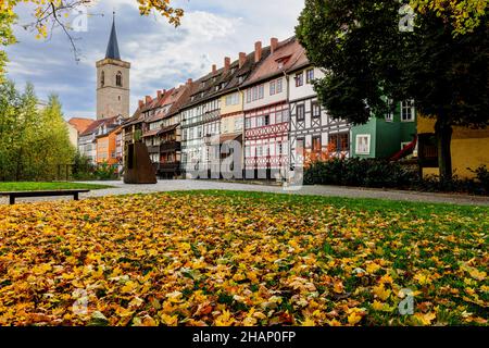 The Krämerbrücke or merchant's bridge in Erfurt, Thuringia, Germany. Stock Photo