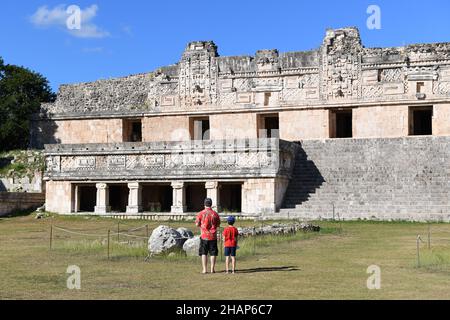 Nunnery Quadrangle in Uxmal, an ancient Mayan city located in Yucatan Mexico. It is considered one of the most important Mayan archeological sites Stock Photo
