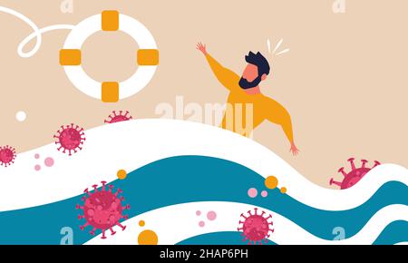 Business help crisis stimulus survive. Coronavirus insurance government bankruptcy economic. Vector illustration financial rescue and first aid financ Stock Vector