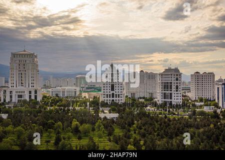 New marble-clad buildings in Ashgabat, Turkmenistan Stock Photo