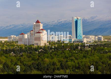 Marble-clad buildings in Ashgabat, Turkmenistan Stock Photo