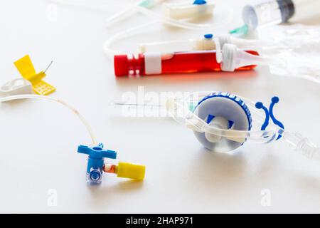 Chemotherapy apparatus for vascular access on white surface Stock Photo