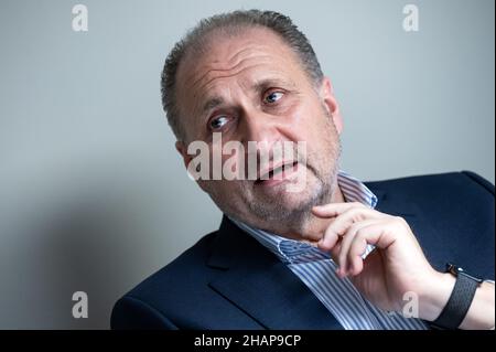 Berlin, Germany. 14th Dec, 2021. Hans Peter Wollseifer, President of the German Confederation of Skilled Crafts (ZDH), sits in the House of German Skilled Crafts during an interview with the German Press Agency dpa. Credit: Bernd von Jutrczenka/dpa/Alamy Live News Stock Photo