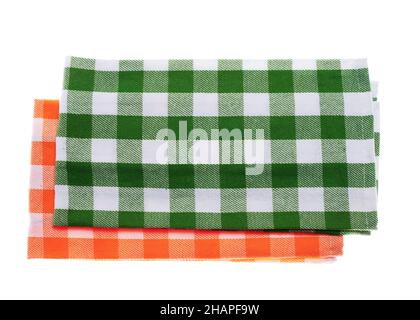 two kitchen towels isolated on white background Stock Photo