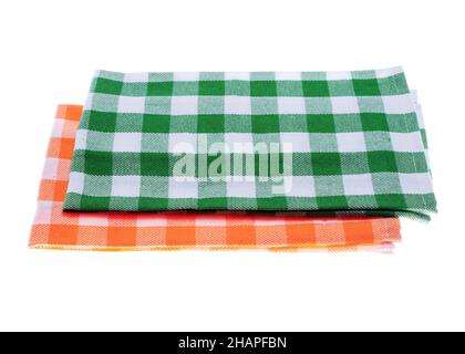 two kitchen towels isolated on white background Stock Photo