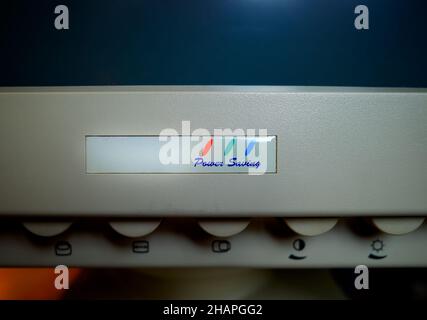 Vintage CRT monitor in detail background Stock Photo