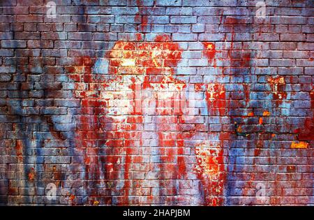 Dramatic reddish brick wall texture background Stock Photo