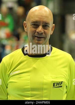 EHF Referees Laurent Reveret Handball EHF European League Season 2021-22 SC Magdeburg - RK Nexe Na Ice Stock Photo