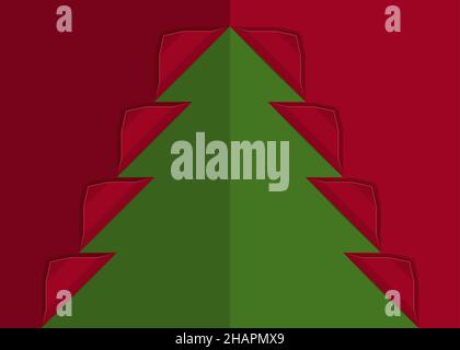 Merry Christmas or Happy New Year template,Holiday horizontal template for arts with copy space. Background color red. Illustration Stock Vector