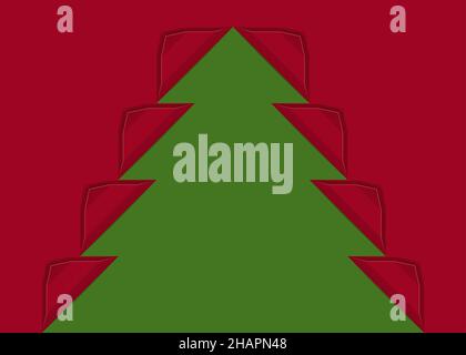 Merry Christmas or Happy New Year template,Holiday horizontal template for arts with copy space. Background color red. Illustration Stock Vector