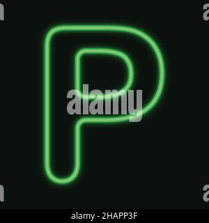 Isolated Neon Letter P . Night Show Alphabet. vector Illustration. eps 10 Stock Vector