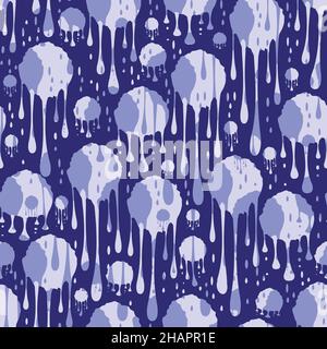 Paint dripping seamless vector pattern background. Periwinkle purple violet backdrop with liquid running brush stroke spills. Painterly textured Stock Vector