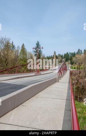 Artistic arches on the May Creek Bridge in Newcastle, Washington. Stock Photo