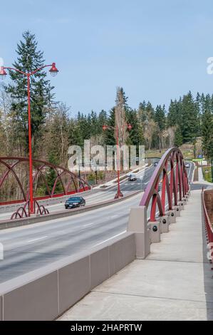 Artistic arches on the May Creek Bridge in Newcastle, Washington. Stock Photo