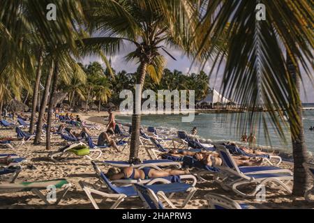 BAYAHIBE, DOMINICAN REPUBLIC - Jan 03, 2020: BAYAHIBE, DOMINICAN REPUBLIC 4 JANUARY 2020: Dominican resort in Bayahibe