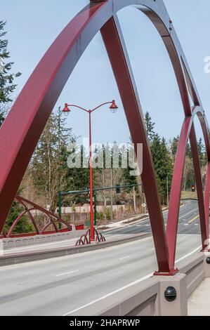 Artistic arches on the May Creek Bridge in Newcastle, Washington. Stock Photo