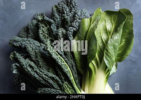Various green vegetables. Directly above. Stock Photo