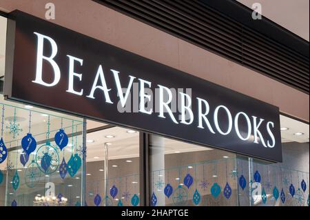 Edinburgh, Scotland- Nov 21, 2021:  The sign for Beaverbrooks store in Edinburgh. Stock Photo