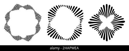 Set of abstract  geometric ornaments, striped frames from hand drawn elements. Decorative pattern isolated on white background. Vector. Stock Vector