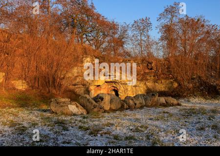 The Fortress of Przemyśl. Austrian Forts. Industrial basement of secret military base. Stone bunker.  Old town of Przemyśl. Stock Photo