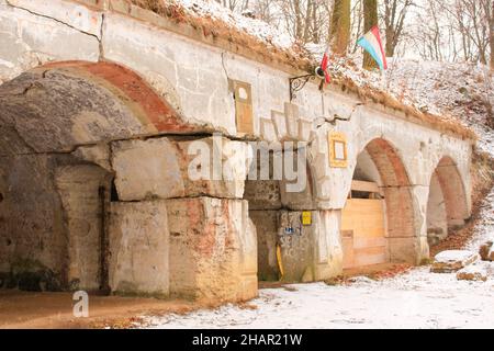 The Fortress of Przemyśl. Austrian Forts. Industrial basement of secret military base. Stone bunker.  Old town of Przemyśl. Stock Photo