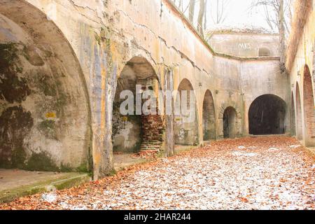 The Fortress of Przemyśl. Austrian Forts. Industrial basement of secret military base. Stone bunker.  Old town of Przemyśl. Stock Photo