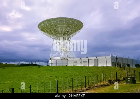 A satellite dish at the Warkworth Satellite Earth Station, Auckland, New Zealand Stock Photo
