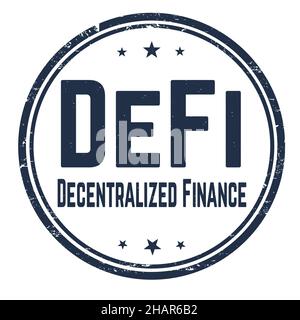 DeFi -Decentralized Finance grunge rubber stamp on white background, vector illustration Stock Vector