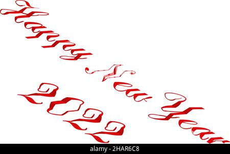 3D Happy New Year 2022 isolated red text words lettering greeting card decoration phrase vector illustration. Celebration words to sign. Stock Vector