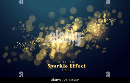 Abstract special effect gold sparkle and glitter dust effect. Events Vector illustration. Stock Vector