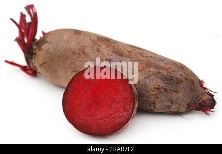 Fresh organic beetroot sliced over white background Stock Photo
