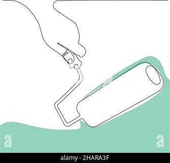 Human hand holds paint brushes with paint Stock Vector