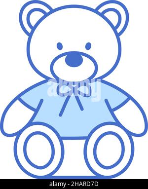 Teddy bear thin line icon. Cute blue outline toy Stock Vector
