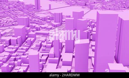 Minimalist purple cubist style city of New York low poly 3d image Stock Photo
