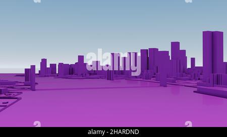 Minimalist purple cubist style city of New York low poly 3d image Stock Photo