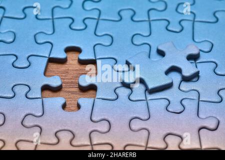 Jigsaw puzzle background, almost done Stock Photo
