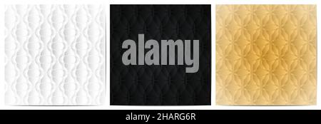 Set of abstract circle lines wave pattern. Luxury with black,white and gold background design element Stock Vector