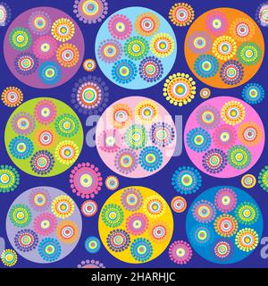 Colorful floral background with flowers made of dots Stock Vector