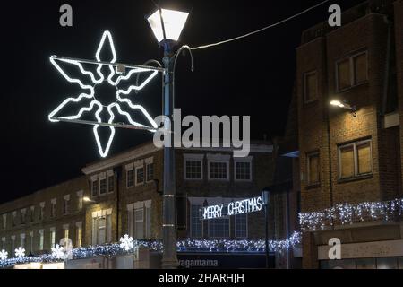 Christmas lights on high street Sevenoaks Kent England UK Stock Photo
