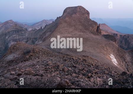 A view of Longs Peak, from near the summit of Mount Meeker. Stock Photo