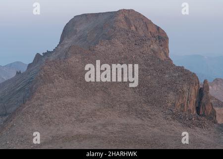 From nearby Mount Meeker, a rare view of the summit of the highest peak in Rocky Mountain National Park. Stock Photo