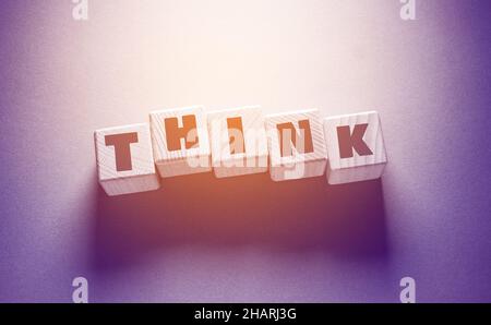 Thihk Word Written on Wooden Cubes Stock Photo