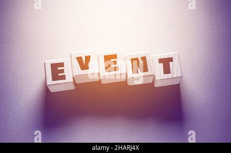 Event Word Written on Wooden Cubes Stock Photo