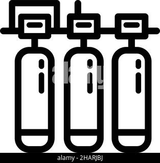 Outline triple water filter vector icon for web design isolated on white background Stock Vector