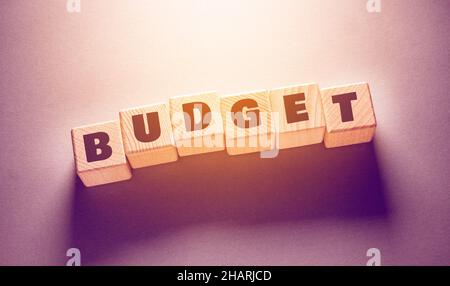 Budget Word Written on Wooden Cubes Stock Photo