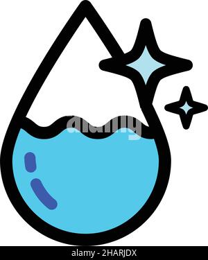 Water drop color icon in simple style. Antiseptic, liquid, purification, molecule concept. Vector illustration isolated on white background. Stock Vector