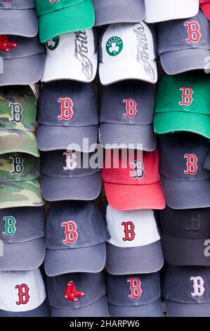 Souvenir baseball caps on sale in Boston Common Stock Photo