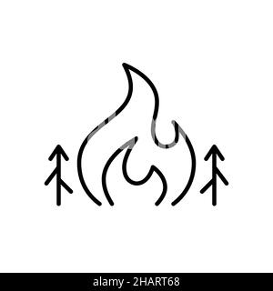Forest fires icon. Pixel perfect, editable stroke Stock Vector