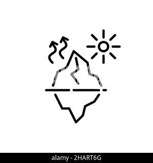 Iceberg melting caused by global warming. Pixel perfect, editable stroke icon Stock Vector