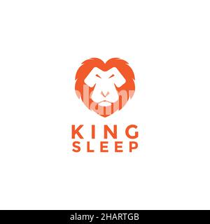 orange face lion modern minimalist logo symbol icon vector graphic design illustration idea creative Stock Vector